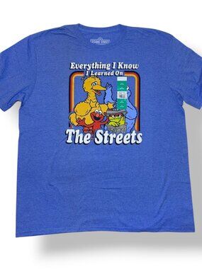 New Sesame Street Blue Crew Neck Tee T-shirt Unisex XL